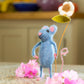 Felt Pretty Blue Mouse with Flower