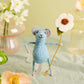 Felt Pretty Blue Mouse with Flower